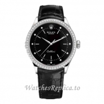 Replica Rolex Cellini 50709rbr-008 39MM Leather strap Mens Watch