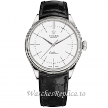 Replica Rolex Cellini 50509wbk 39MM Leather strap Mens Watch