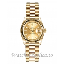 Rolex Lady Datejust Replica 179178 Solid 18k Yellow Gold 26mm Watch