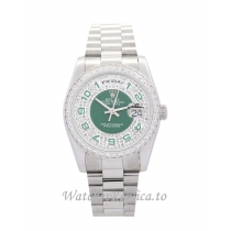 Rolex Day Date Green and Silver with Diamonds Dia 36MM