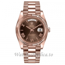 Replica Rolex Day Date 40MM President Chocolate Roman Dial 18k Rose Gold Mens Watch 228235