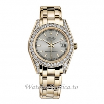 Replica Rolex Pearlmaster m81158-0044 34MM Yellow Gold strap Ladies Watch