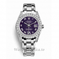 Replica Rolex Pearlmaster m81159-0046 34MM White Gold strap Ladies Watch