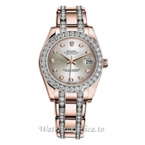 Replica Rolex Pearlmaster m81285-0034 34MM Rose Gold strap Ladies Watch