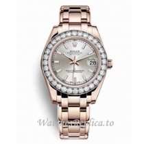 Replica Rolex Pearlmaster m81285-0038 34MM Rose Gold strap Ladies Watch