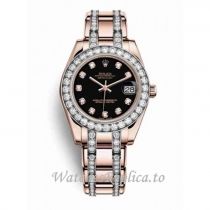 Replica Rolex Pearlmaster m81285-0041 34MM Rose Gold strap Ladies Watch
