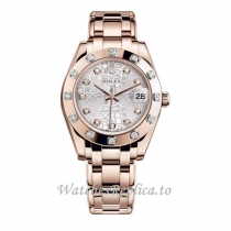 Replica Rolex Pearlmaster m81315-0006 36MM Rose Gold strap Ladies Watch