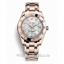 Replica Rolex Pearlmaster m81315-0014 36MM Rose Gold strap Ladies Watch