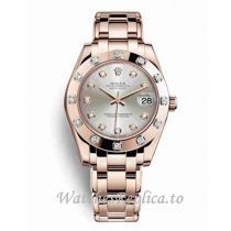 Replica Rolex Pearlmaster m81315-0019 34MM Rose Gold strap Ladies Watch