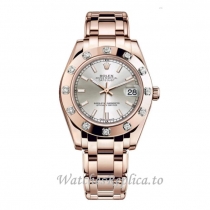 Replica Rolex Pearlmaster m81315-0023 34MM Rose Gold strap Ladies Watch
