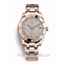 Replica Rolex Pearlmaster m81315-0024 34MM Rose Gold strap Ladies Watch