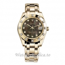 Replica Rolex Pearlmaster m81318-0023 34MM Yellow Gold strap Ladies Watch