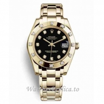 Replica Rolex Pearlmaster m81318-0030 34MM Yellow Gold strap Ladies Watch