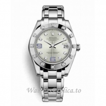 Replica Rolex Pearlmaster m81319-0001 34MM White Gold strap Ladies Watch