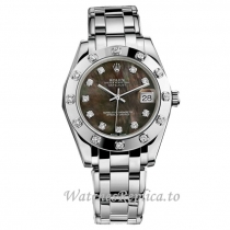 Replica Rolex Pearlmaster m81319-0005 34MM White Gold strap Ladies Watch
