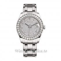 Replica Rolex Pearlmaster m86289-0005 39MM White Gold strap Ladies Watch
