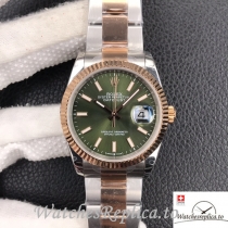 Swiss Rolex Datejust Replica Stainless steel strap 36MM Rose Gold Green Dial Sticks Marks