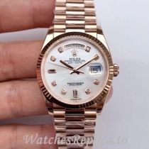 Swiss Rolex Day Date Replica 128235 Rose Gold strap 36MM