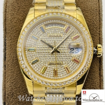 Swiss Rolex Day Date Replica Yellow Gold and Diamonds strap 36MM Diamonds Dial