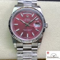 Swiss Rolex Day Date Replica Stainless steel strap 36MM Red Dial 
