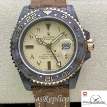 Swiss Rolex GMT Master Replica Brown Canvas strap 40MM Yellow Dial