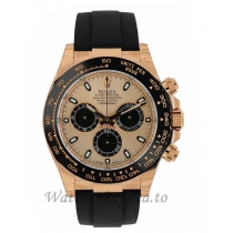 Rolex Replica Cosmograph DaytonaRose Gold Black Ceramic Oysterflex 40MM Watch 116515LN
