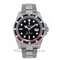 Rolex Replica GMT-Master IIWhite Gold Gem Set Bezel 40MM Watch 116759SARU