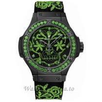 Hublot Replica Big Bang Broderie Ceramic Green 41MM Watch 343.CG.6590.NR