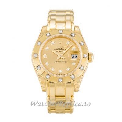 Rolex Pearlmaster Champagne Diamond Dial 80318-29 MM
