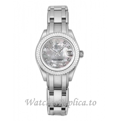 Replica Rolex Pearlmaster 81339 Mother of Pearl Diamond Dial Women's Watch 29MM