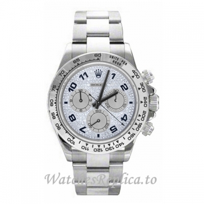 Replica Rolex Daytona 116509-5 40MM White Gold strap Mens Watch