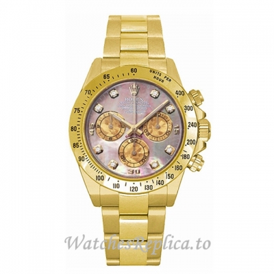 Replica Rolex Daytona 116528-11 40MM Yellow Gold strap Mens Watch