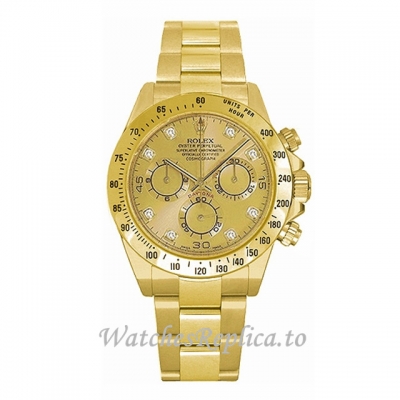 Replica Rolex Daytona 116528-3 40MM Yellow Gold strap Mens Watch