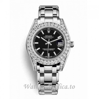 Replica Rolex Pearlmaster m81159-0053 36MM White Gold strap Ladies Watch