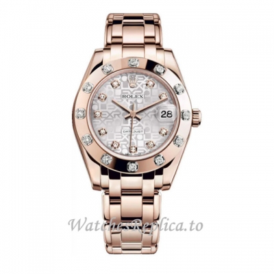 Replica Rolex Pearlmaster m81315-0006 36MM Rose Gold strap Ladies Watch