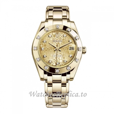 Replica Rolex Pearlmaster m81318-0010 34MM Yellow Gold strap Ladies Watch
