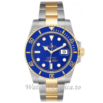 Replica Rolex Submariner Yellow Gold Blue Dial 116613 40MM