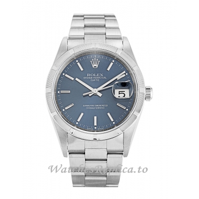 Rolex Oyster Perpetual Date Blue Dial 15210-34 MM