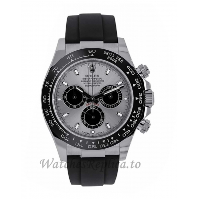 Rolex Replica Cosmograph Daytona White Gold Steel Dial 40MM Watch 116519LN