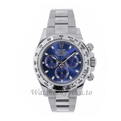 Rolex Replica Cosmograph Daytona White Gold Blue Index Dial 40MM Watch 116509