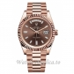 Replica Rolex Day Date 40mm Rose Gold Chocolate Diamond Dial Fluted Bezel President Bracelet 228235 