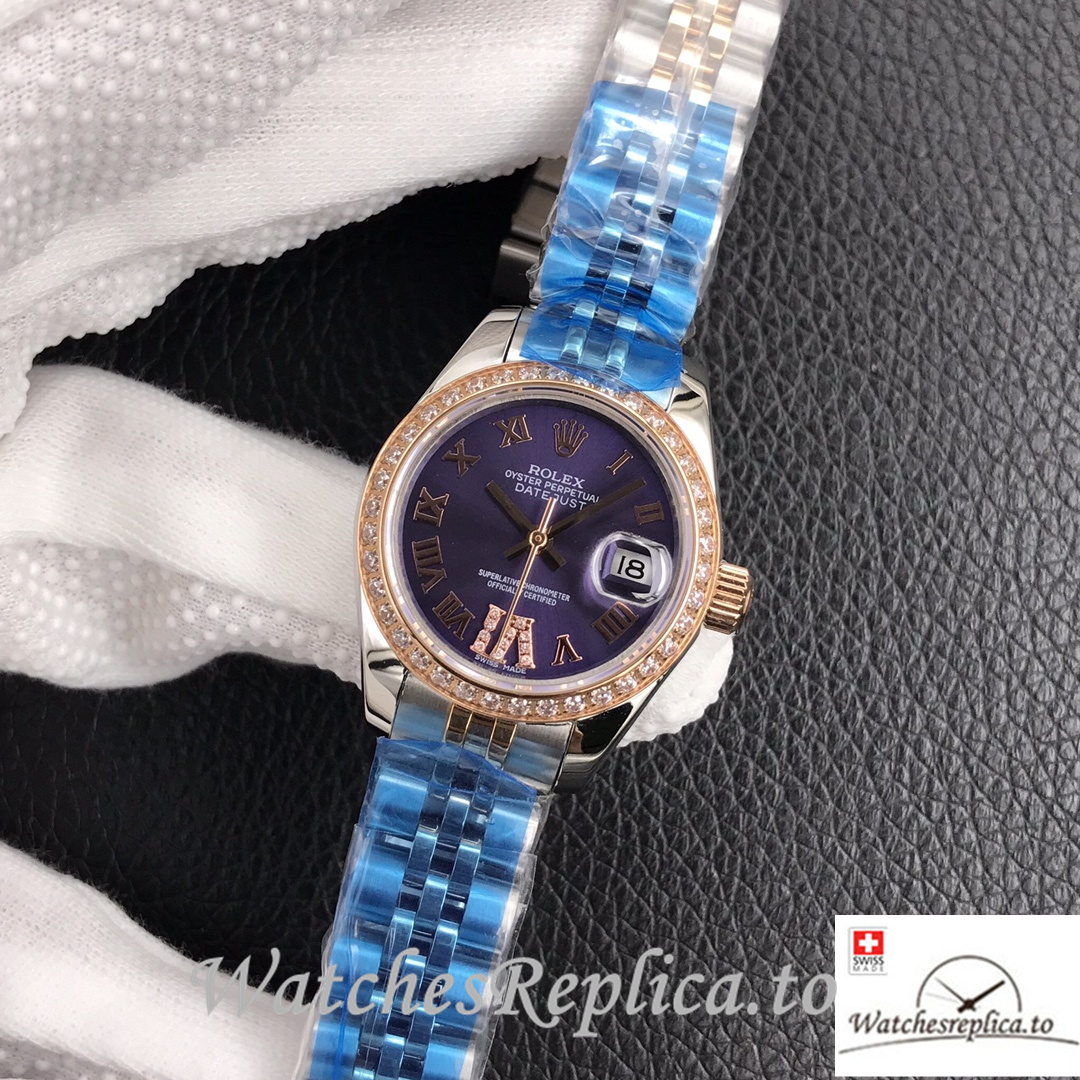 Swiss Rolex Datejust Replica 279174 Stainless steel strap 28MM Purple Dial Diamonds - Replica Watches Shop
