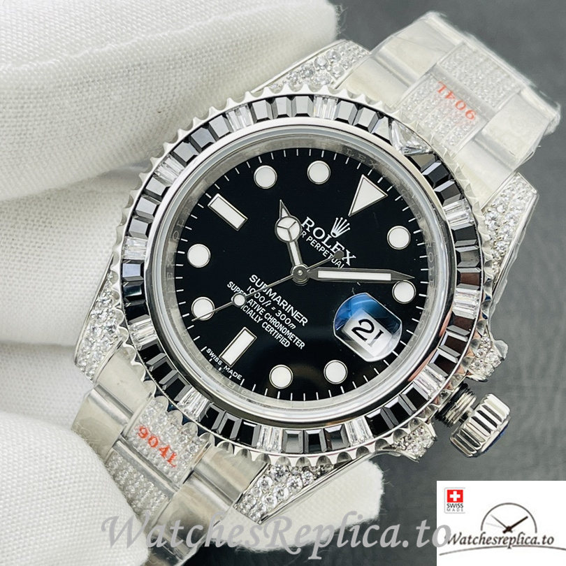 Swiss Rolex Submariner Replica Stainless steel strap 40MM Black Dial - WatchesReplica.to