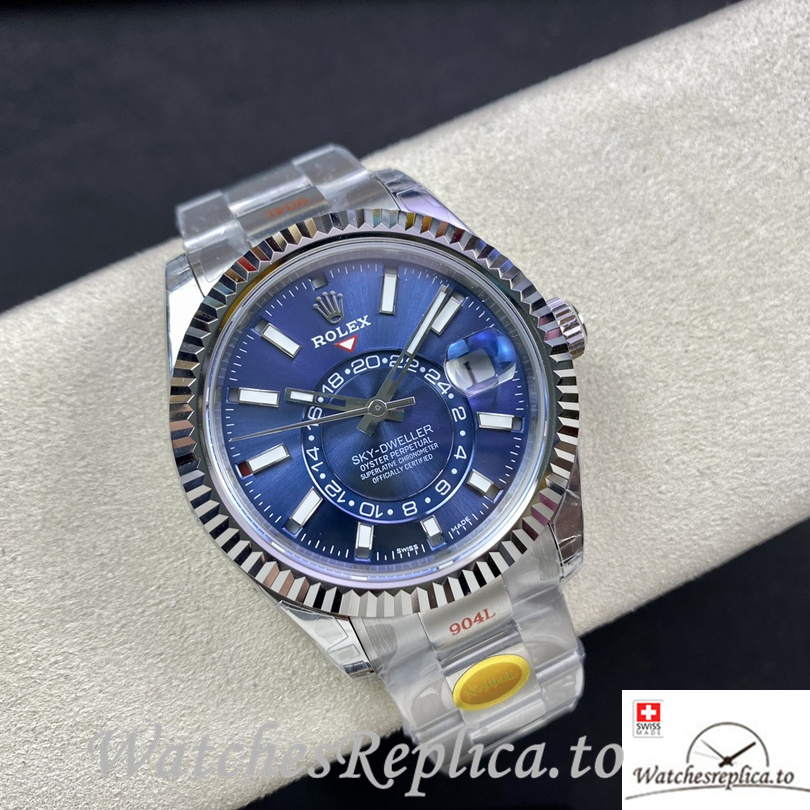 Swiss Rolex Sky Dweller Replica Stainless steel strap 42MM Blue Dial - WatchesReplica.to