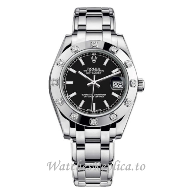 Replica Rolex Pearlmaster m81319-0027 34MM White Gold strap Ladies Watch - WatchesReplica.to