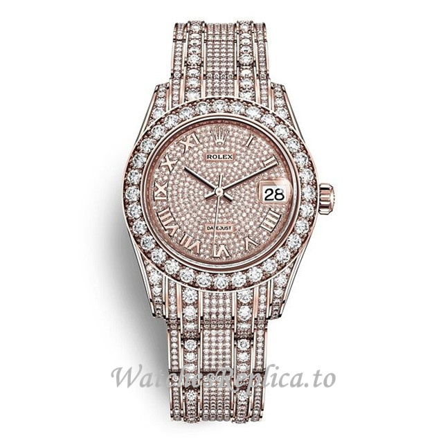 Replica Rolex Pearlmaster m81405rbr-0001 34MM Rose Gold strap Ladies Watch - WatchesReplica.to