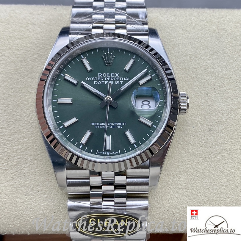 Swiss Rolex Datejust Replica 126234 Stainless steel strap 36MM Green Dial - WatchesReplica.to