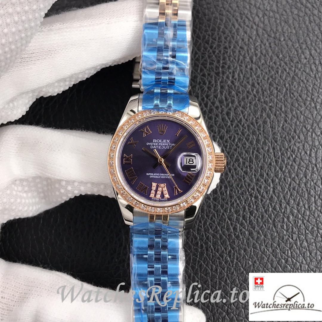 Swiss Rolex Datejust Replica 279174 Stainless steel strap 28MM Purple Dial Diamonds - Replica Watches Shop