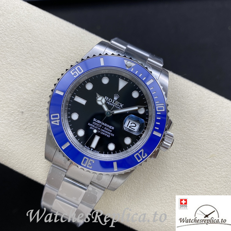 Swiss Rolex Submariner Replica Stainless steel strap 41MM Black Dial Blue Case - WatchesReplica.to