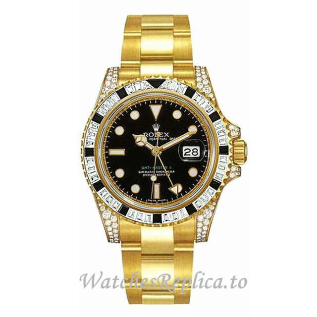 Replica Rolex GMT-Master 116758 SANR 40MM Yellow Gold strap Mens Watch - Replica Watches Shop